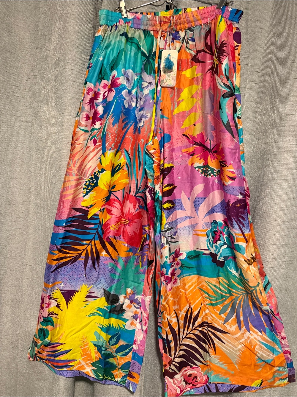 Silk blend NWT Johnny Was Tropical Floral Wide-Leg Pants - Multicolor
